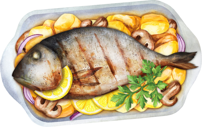 Baked fish and potatoes